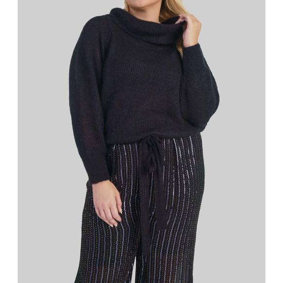 NEW MAISON MONTAGUT caelie mohair bardot sweater - plus in black